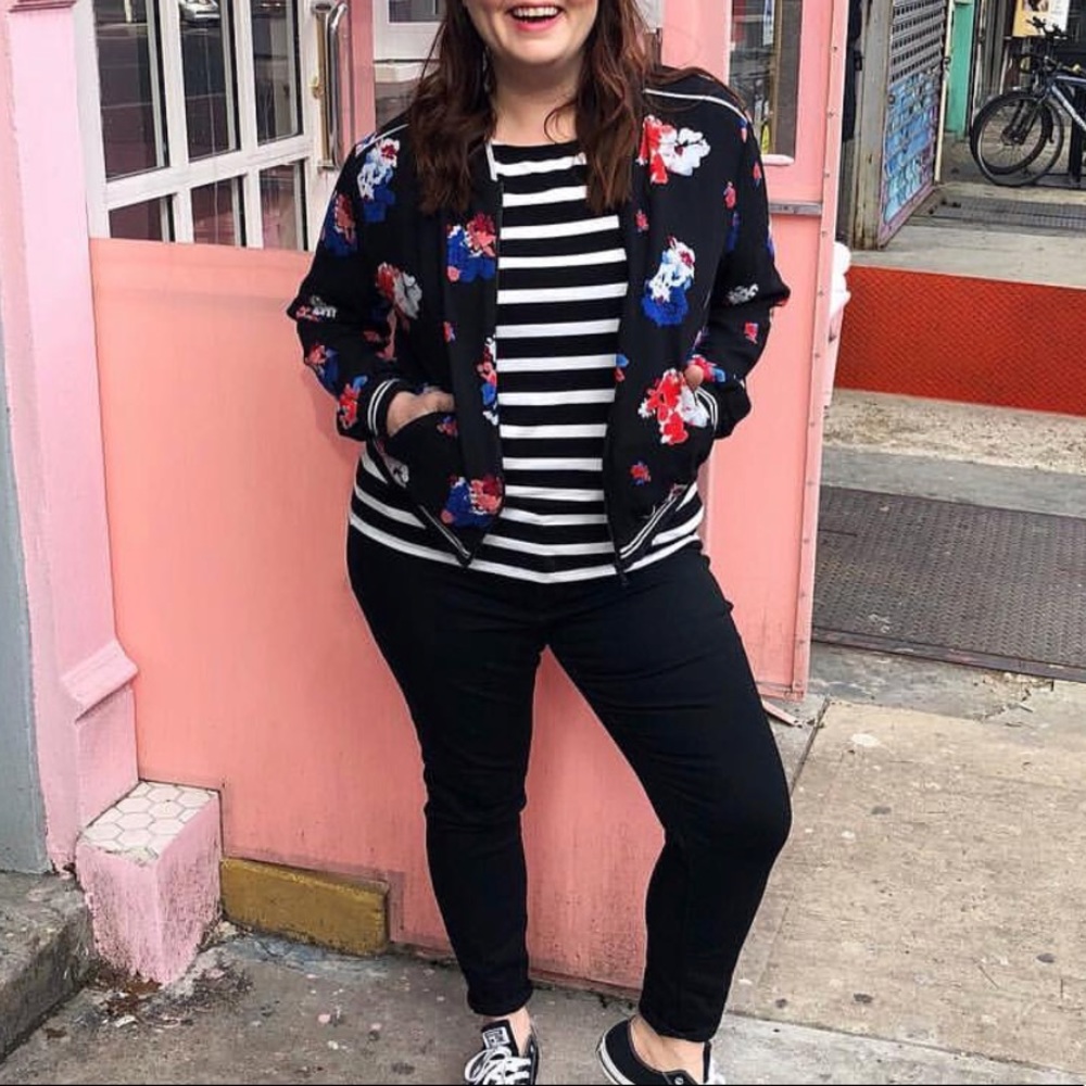 Vince Camuto Floral Bomber Jacket Size Large